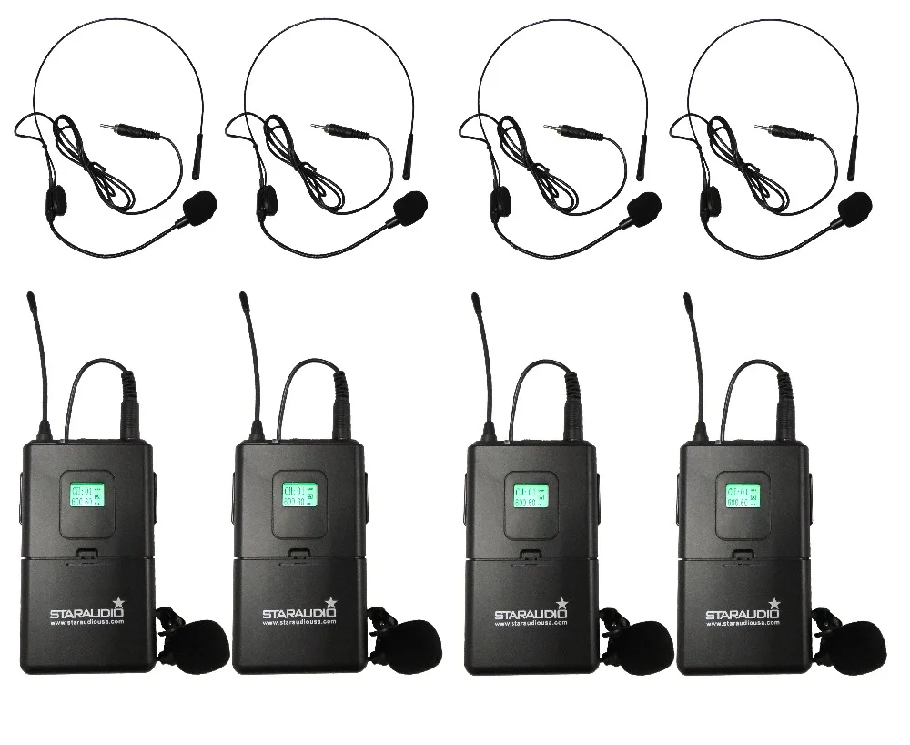 4 channel audio dj pa stage pro wireless headset lapels handheld mic system microphone