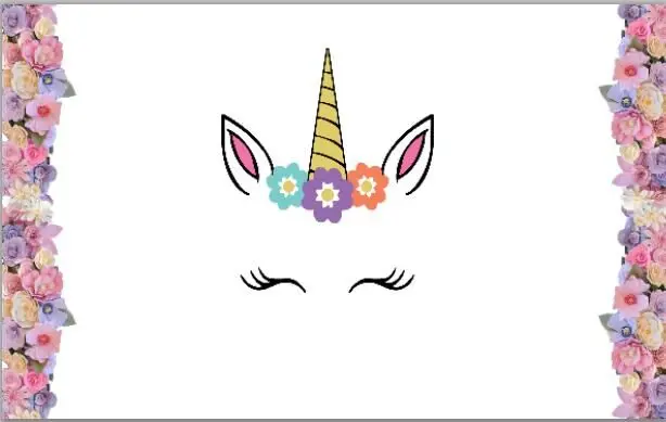 Unicorn Flowers Cake White Wall Baby Shower Backgrounds Vinyl cloth High quality Computer print ...