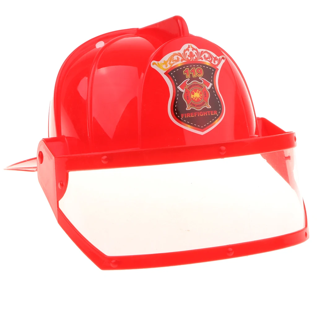 Children Fire Chief Role Play Costume Halloween Cosplay Helmet Set 5 Pieces for Dress Up Accessories