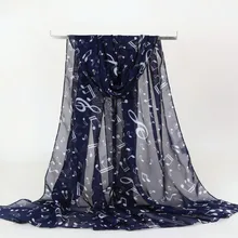 Горячая Распродажа, мягкий на ощупь белый шарф с музыкальной нотой, Женский шифоновый шарф на шею, женские шарфы на четыре сезона без запаха