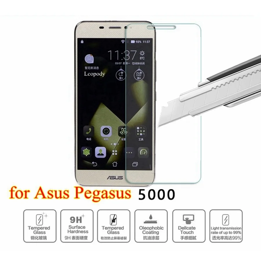 

9H Screen protector tempered glass sklo FOR ASUS Pegasus 5000 asus_x005 X005 vidro case cover MTK6753 5000mAh 5.5 inch