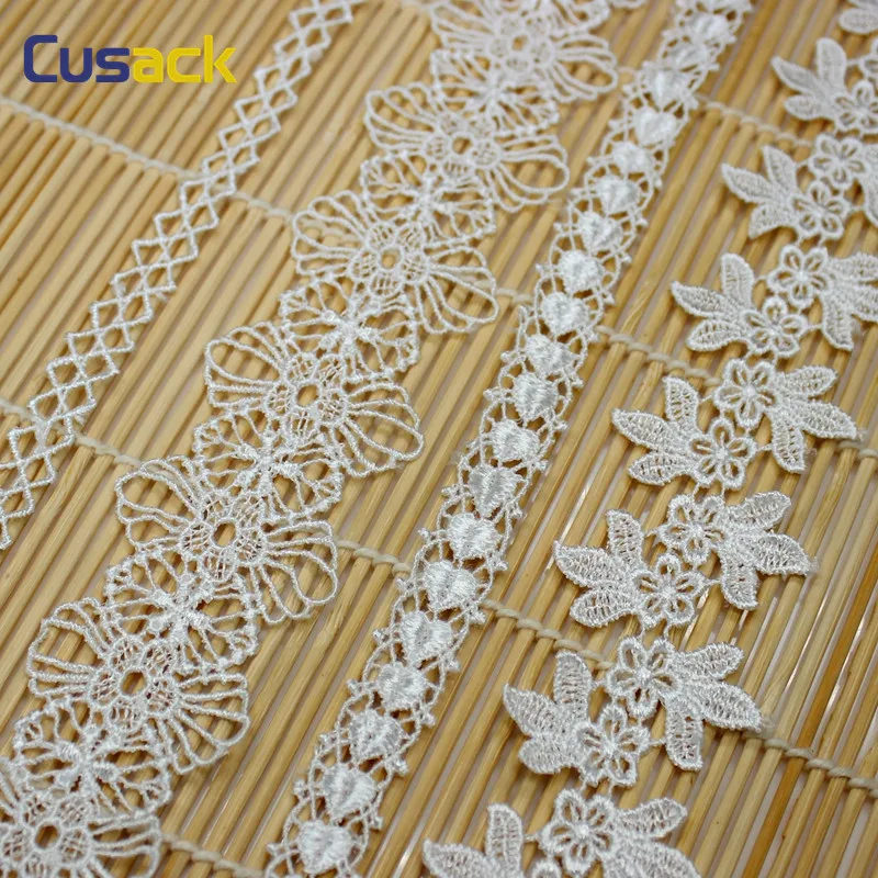 3 white lace trim