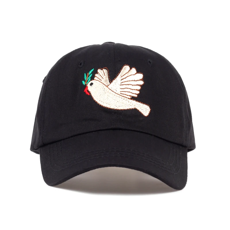 

2017 New Peace Dove Cartoon Cap Women Baseball Caps Fashion Dad Hats Black Casual Cap cappello donna hip hop Hats