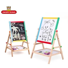 children wood sketchpad work the blackboard magnetic double wooden panel Graffiti drawing board toys learning education toy