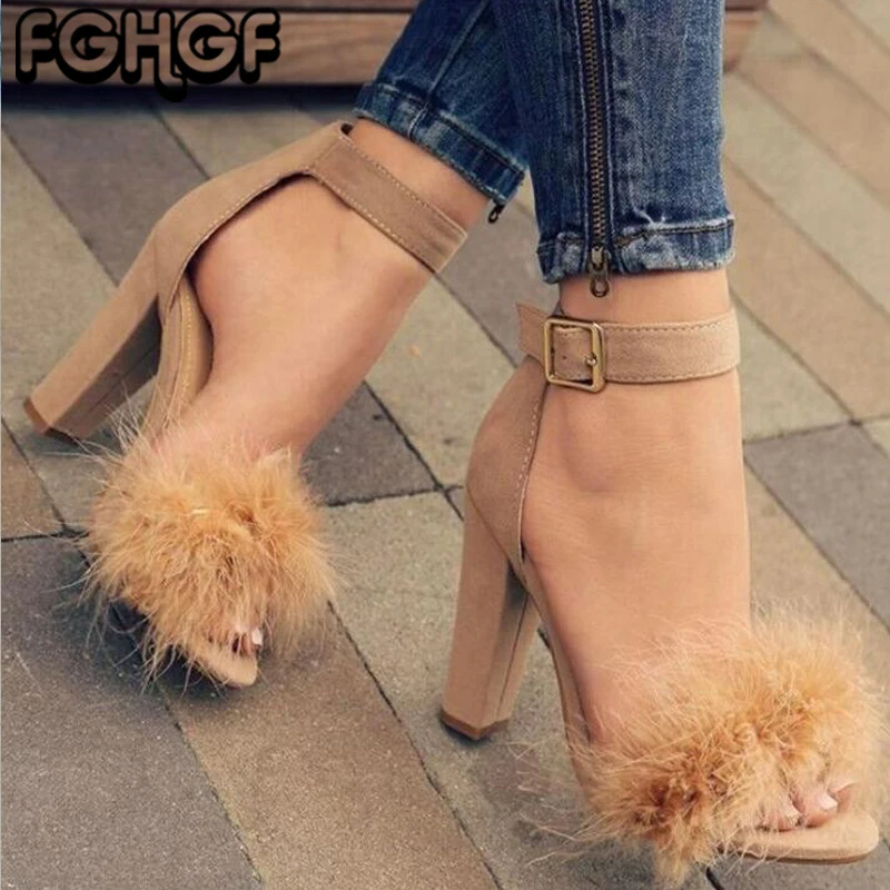 

Summer Women Pumps Square Heel Ankle Strap heels Fashion High Heel Sandals Sexy Stiletto Party Wedding Shoes Female mujer Y29