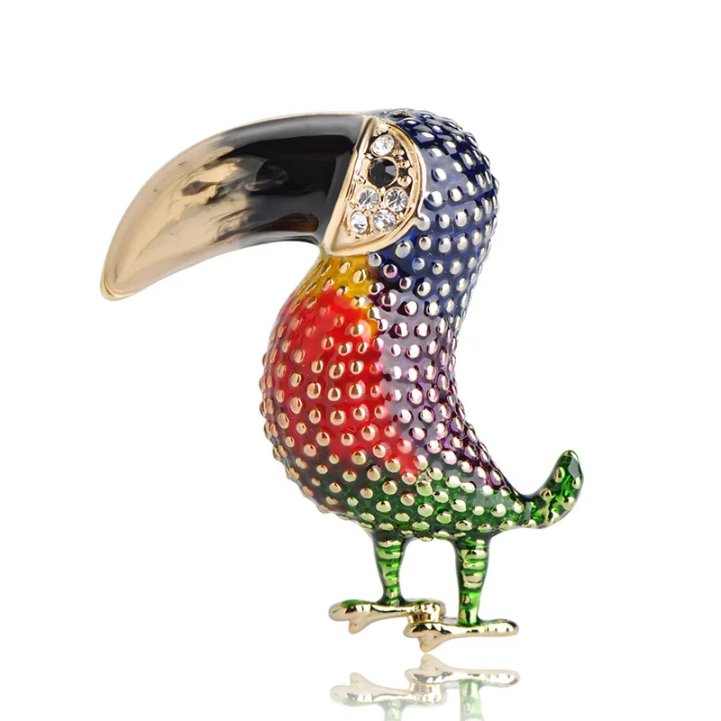

Blucome Enamel Esmalte Bird Brooches For Women Kids Gold Color Alloy Woodpecker Animal Brooch Pins Dress Hats Decorations Bijoux