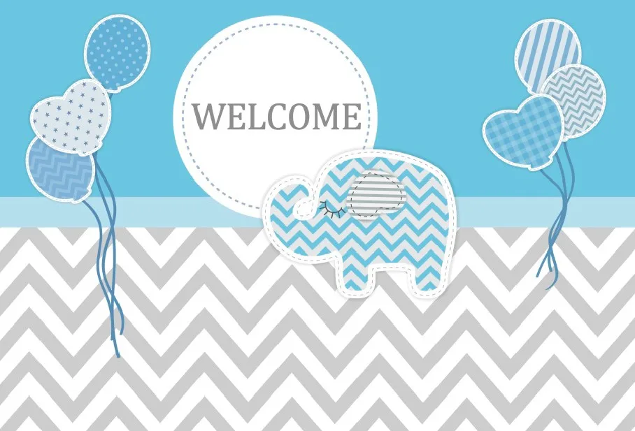 

Laeacco Cartoon Elephant Balloon Scene Baby Shower Photography Backgrounds Customized Photographic Backdrops For Photo Studio