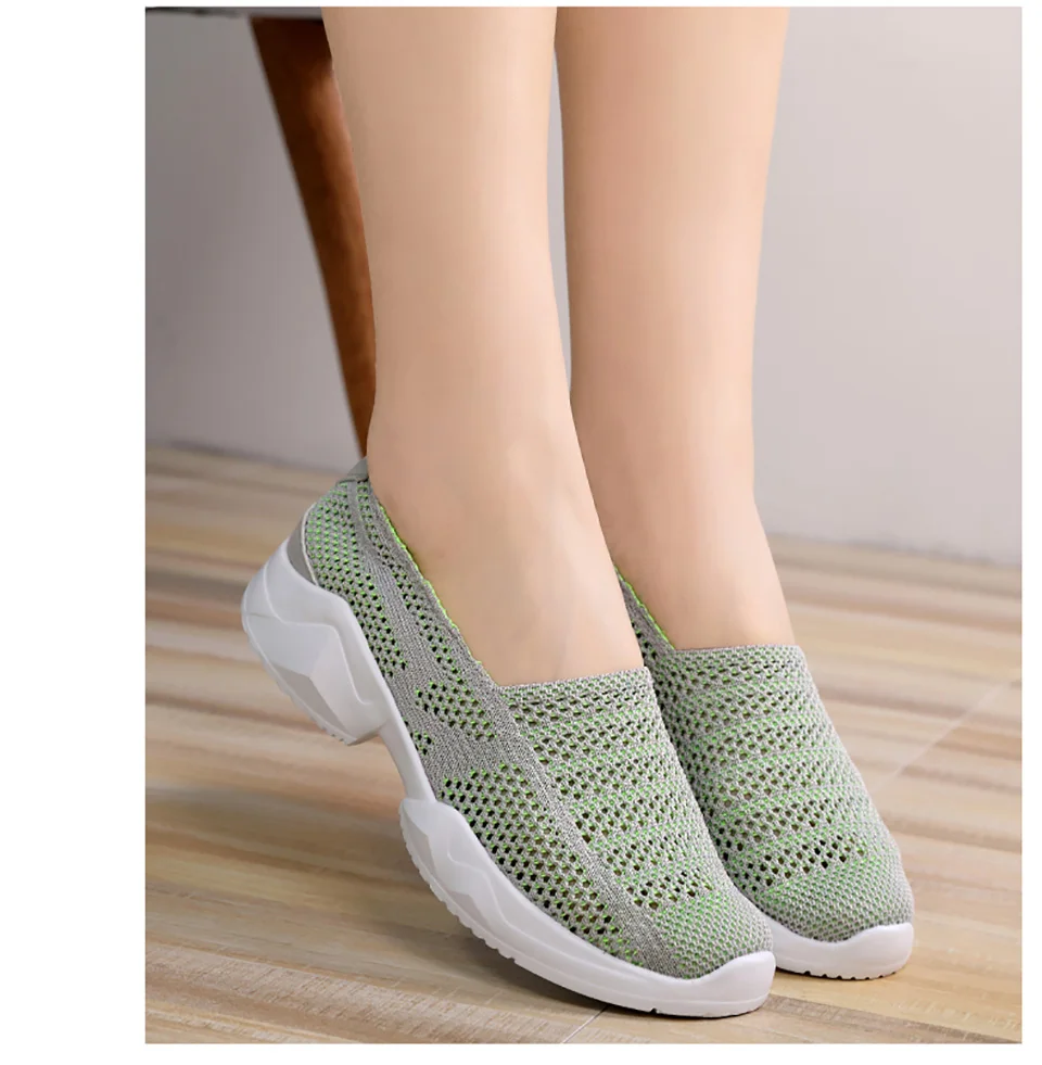 EOFK Sneakers Women Summer Flats Shoes Breathable Mesh Casual Shoes Woman Slip on Flats Sneakers Ladies Shoes Tenis Feminino