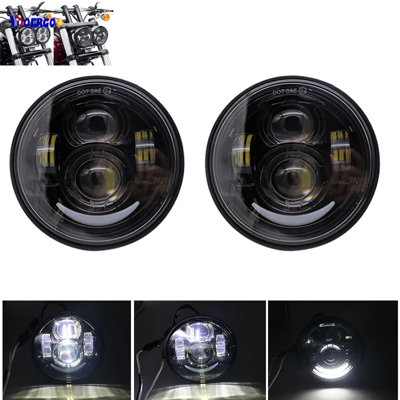 

2PCS Motorcycle headlight 4.65'' led Front fog lamp headlamps 5 INCH Fat Bob lights for Harley Fat Bob FXDF