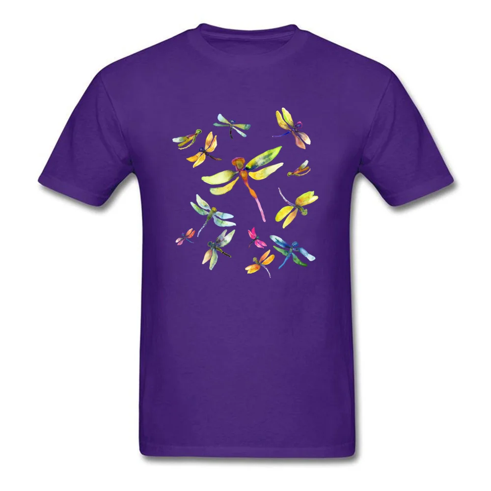 T Shirt Dragonfly Dance Summer Cute Slim Fit Short Sleeve 100% Cotton Crewneck Men Tshirts Slim Fit Tops Shirt Dragonfly Dance purple