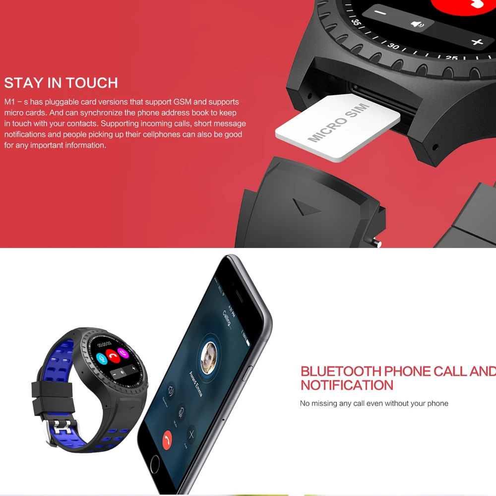 Fentorn M1 Smart Watch IP67 Waterproof Support Micro SIM card Bluetooth Dial Call Heart Rate Monitor GPS Watch sports Smartwatch