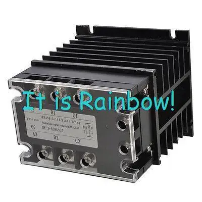 

Free Shipping AC-AC 40A 90-280VAC/380VAC 3 Phase SSR Solid State Relay w Black Heat Sink