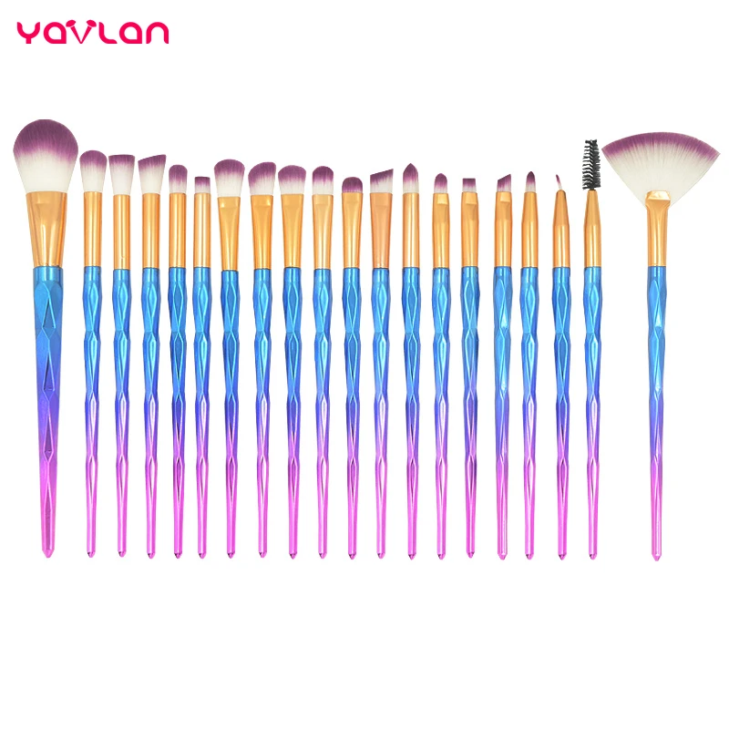 

Yavlan 20pcs Diamond Unicorn Makeup Brushes Foundation Eye Shadow Eyebrow Lip Eyebrow Smudge Brush Nasal Shadow Brush Kits