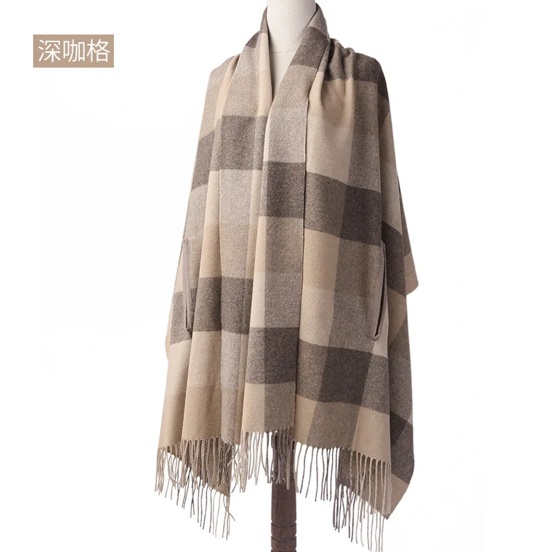 Женский весенне-зимний шарф из шерсти высокого качества 80*194 см, для женщин, для мам, теплый, для отдыха на природе, для пикника, Beadh, шаль для путешествий - Цвет: Deep Cafe