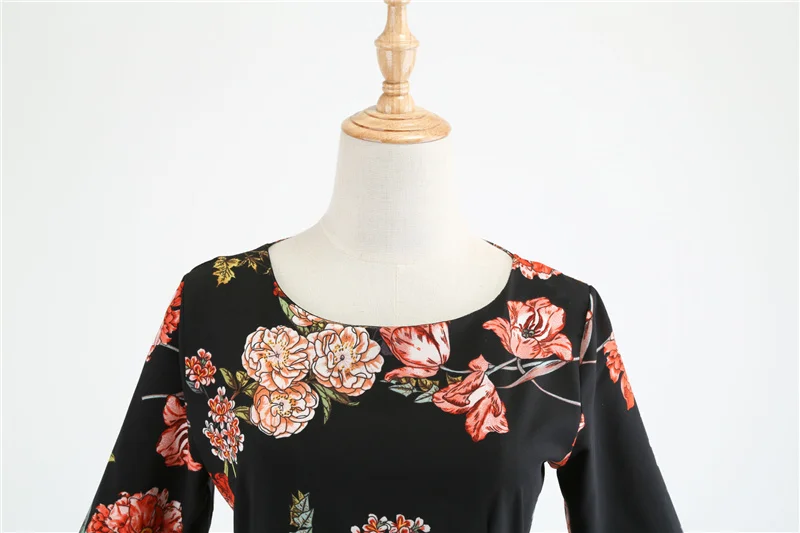 Kostlich Casual O-Neck Half Sleeve Floral Print Dresses Summer Hepburn Vintage Dress With Sashes Women Big Swing Dress Plus Size (6)