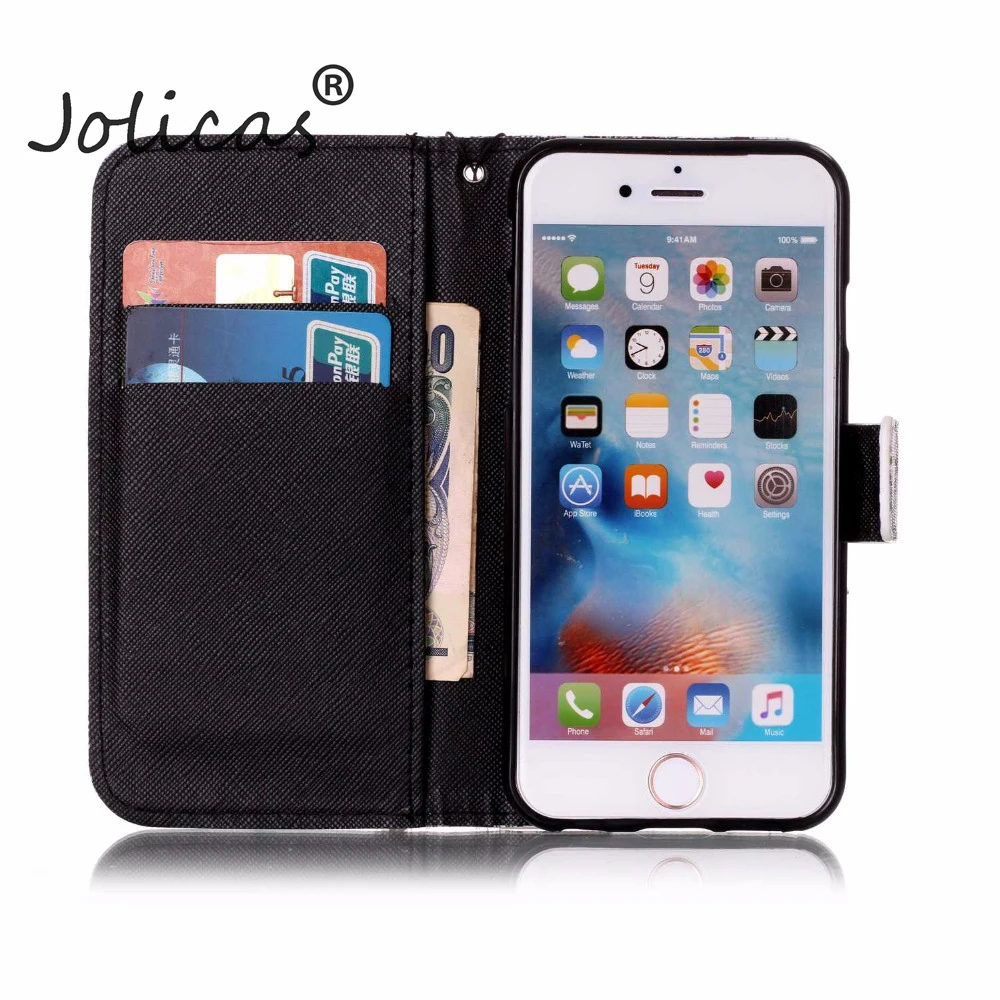 Роскошные Цветные чехол для fundas iPhone 6s 5S 5 SE coque плюс 6 Plus + держателей карт phoone