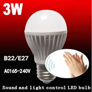 

Sound control sensor lamp 3W LED bulb E27/B22 AC165-240V sensor led light Cold white/Warm white for stairway/hallway/corridor