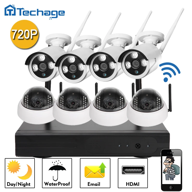 

Techage 8CH Wireless 720P NVR CCTV System 8PCS 1200TVL P2P ONVIF WIFI IP Camera Outdoor Indoor Waterproof Night Vision IPC Kit