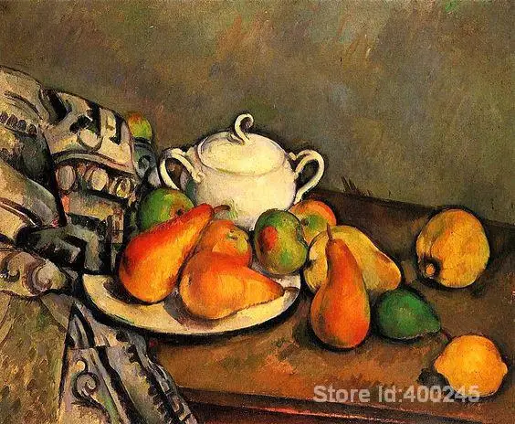 Картины пол цезанне Sugarbowl Pears и скатерть натюрморт ручная роспись высокое