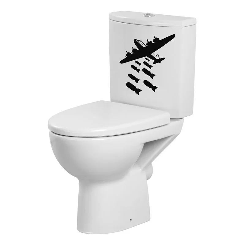 Украшение дома самолет бомбежка креативный Туалет стикер личности черные настенные наклейки 4WS-0033