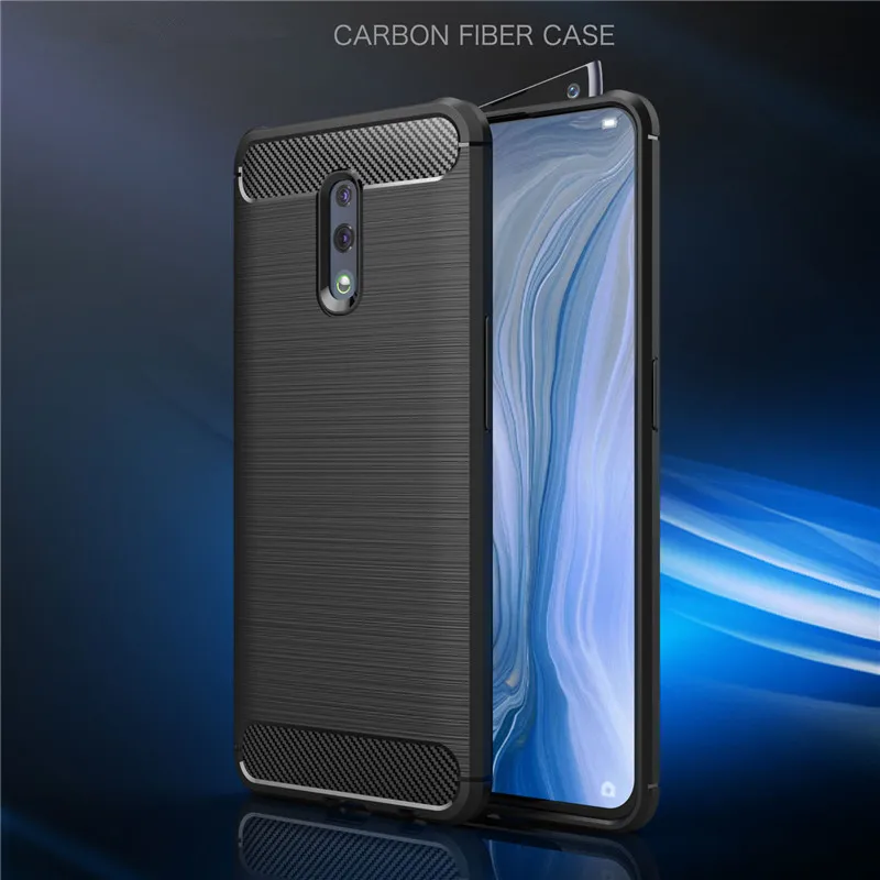 

Silicone Case for OPPO Reno CPH1917 Case 6.4 inch Carbon Fiber Back Cover for OPPO Reno Case Protective Cover Bumper