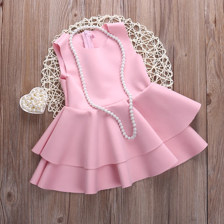 

Children Kids Baby Girl Dresses Flower High Quality Ball Gown Space Cotton Casual Pink Formal Party Wedding Dresses Costume 2016