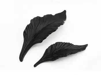 

Leaves Striped Carved Kitchen Cabinet Drawer Door Knobs Black Handle