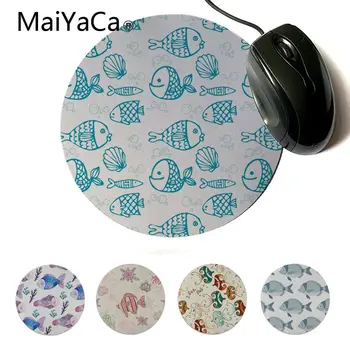 

MaiYaCa Your Own Mats Deep sea watercolor fish DIY Design Pattern Game mousepad Custom Design Gaming Computer Round Mouse pads