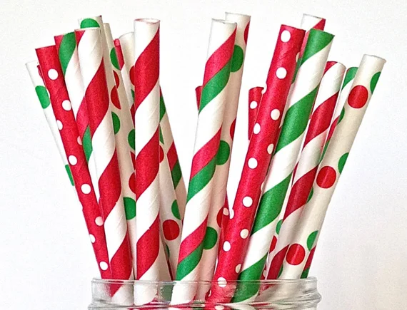 Christmas Red and Green Straws