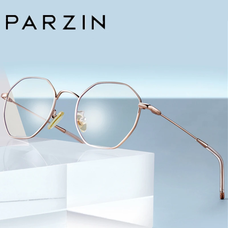PARZIN, компьютерные очки для женщин и мужчин, полигональные очки из сплава для компьютера, синий светильник, блокирующие очки, аксессуары для очков 15738