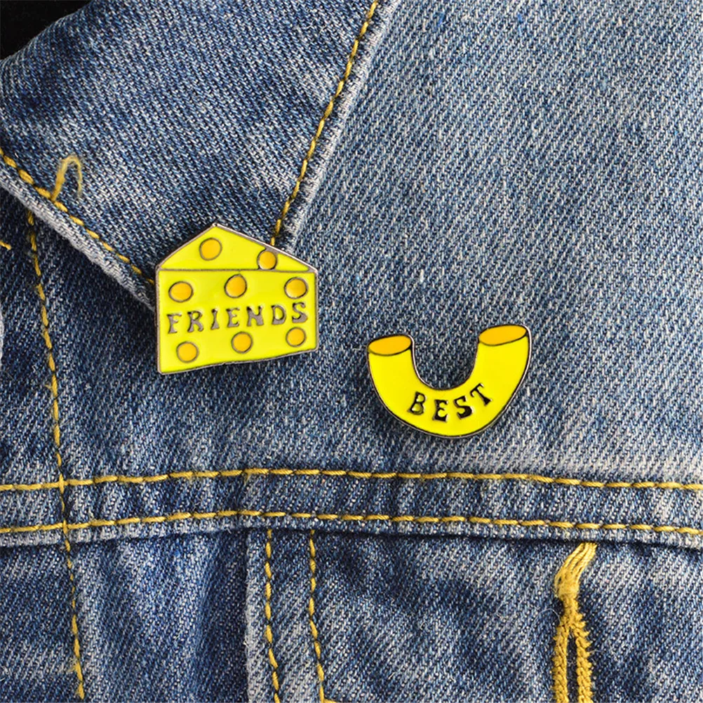 

2pcs/set Macaroni & Cheese Best Friends Pin Sbrooch Brooch Enamel Pins Collar Corsage Gift For Best Friends Cartoon BFF Jewelry