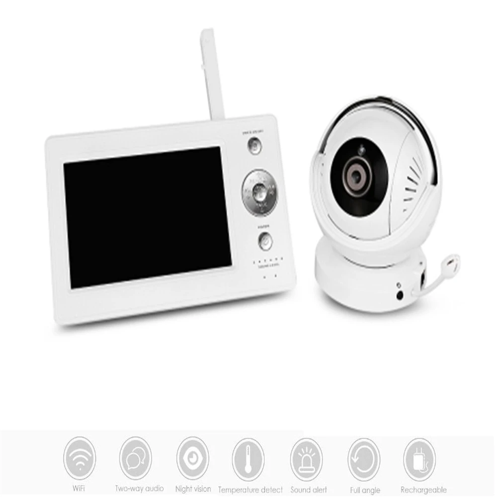 

Baby Infant 5 Inch Wireless LCD Monitor With Zoomable WiFi Night Vision Baby Sleeping Monitors Temperature Digital Color Camera