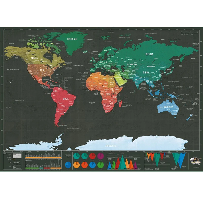 Роскошный туристический выпуск Скретч Карта мира плакат персонализированный журнал Geographic ретро карты 42,3x30 см