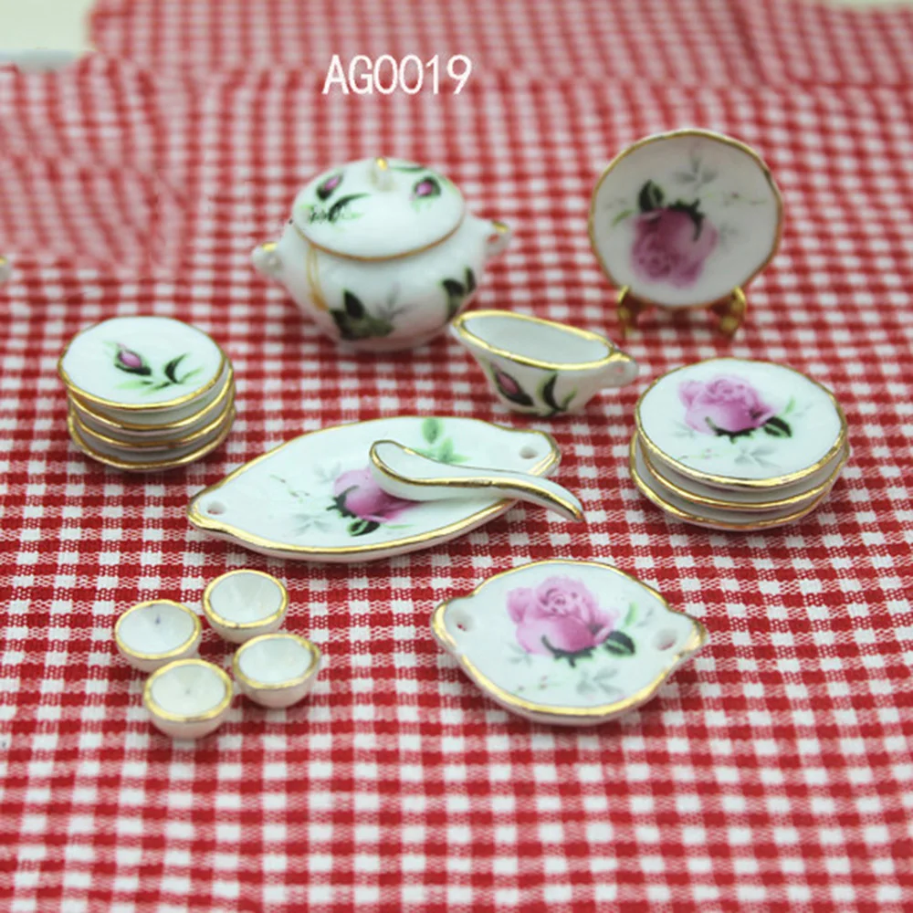 1/12 Dollhouse Miniature Accessories Mini Ceramic Tableware Simulation Plate Cup spoon Model Toys for Doll House Decoration mini cleaning mop desktop self squeeze small mop self squeeze dry wet sponge mops floor cleaning system for tableware counters