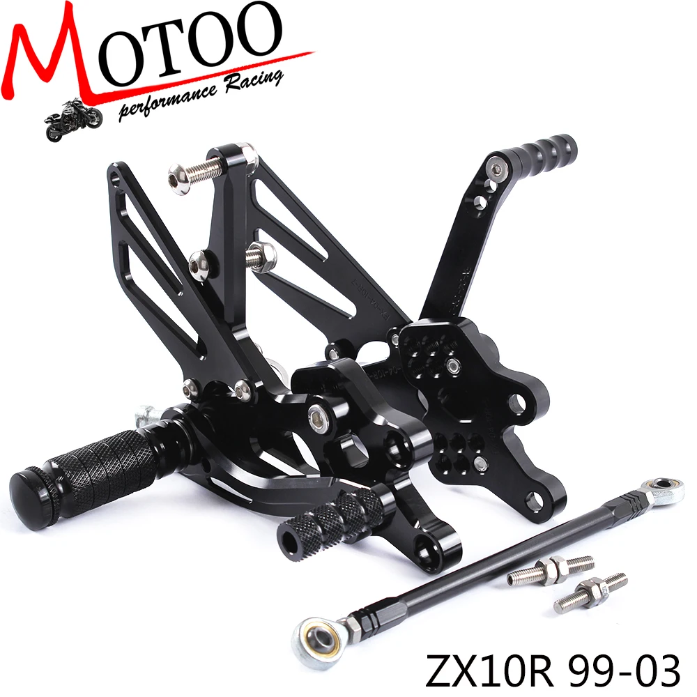 

Full CNC Aluminum Motorcycle Adjustable footrest footpeg pedal Rearsets Rear Sets Foot Pegs For KAWASAKI ZX10R ZX-10R 1999-2003