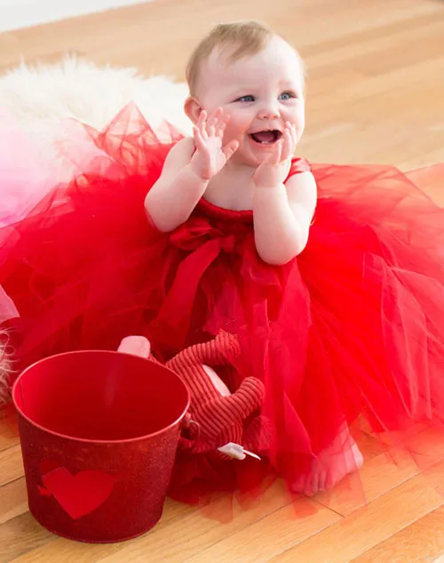 

infant solid red tutu baby bridesmaid flower girl wedding dress tulle fluffy ball gown birthday evening prom cloth party dresses