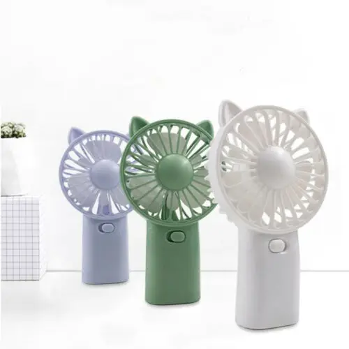 

Mini USB Portable Hand-held Desk Fan Outdoor Cooler Rechargeable1200mAh Powerbank Desktop Personal Cooling Fan Home Office