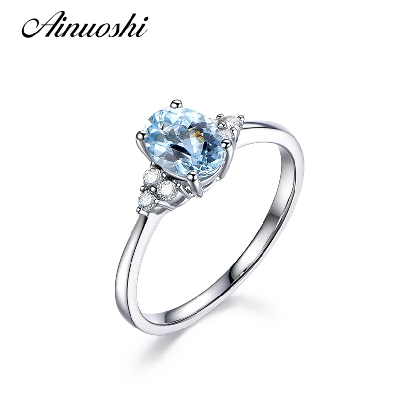 AINUOSHI Luxury 925 Sterling Silver Topaz Ring Wedding Engagement Ring