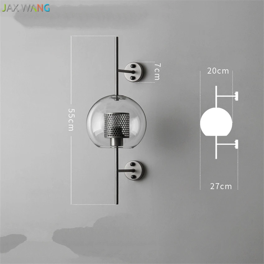 Современный из прозрачного стекла абажур Бра Настенные светильники для спальни кровати Ресторан кабинет подвесные светильники Лофт ретро железная сетка приспособление - Цвет абажура: F