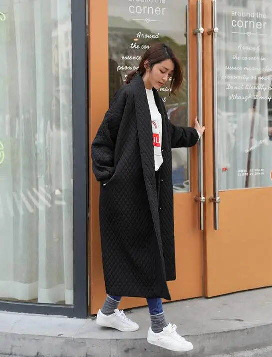 Korean 2016 loose long women parkas primwoulsoftOne winter fashion plus size sexy full length sleeve lapel