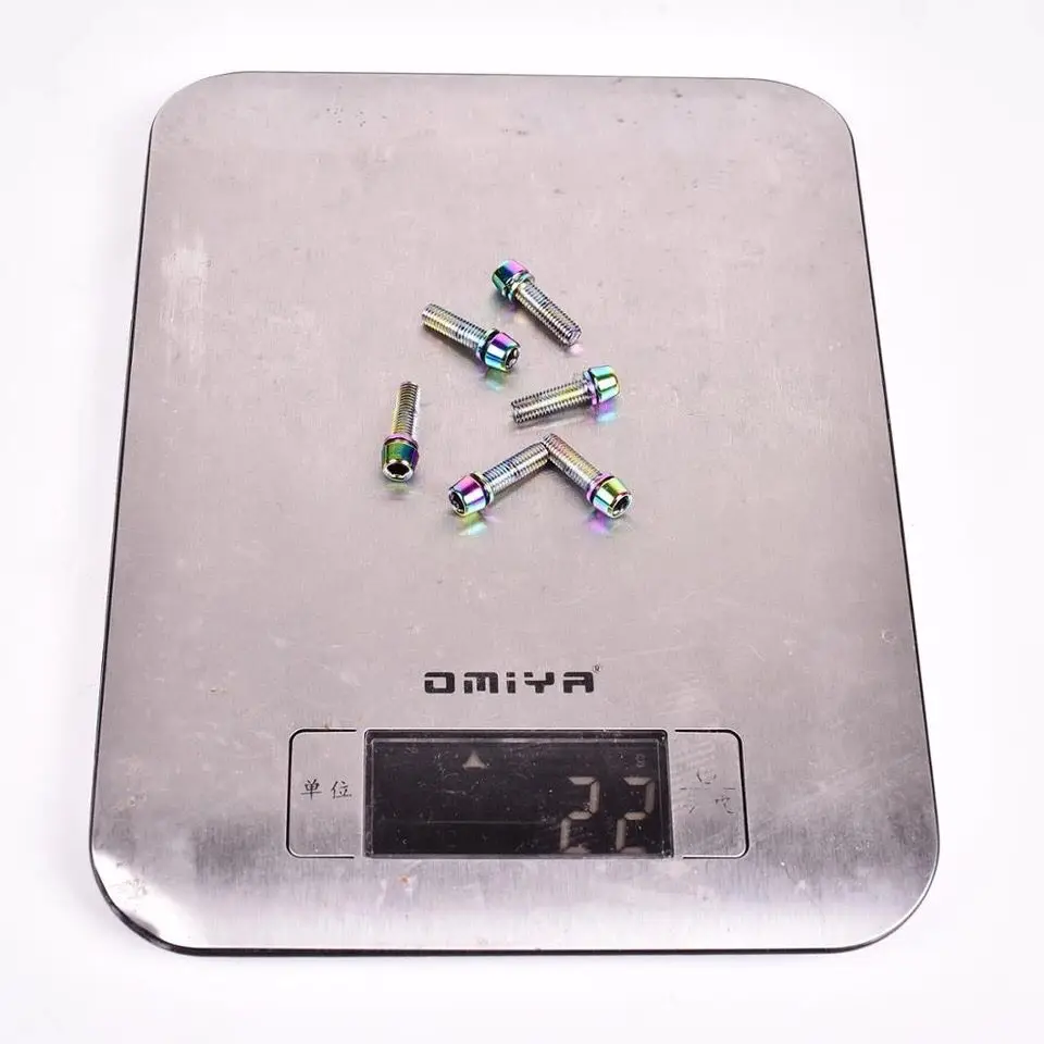 Steel Ti Titanium plated Screws Bolts With Washer M5*18mm for Bike Bicycle Stems & Handlebar 6pcs rainbow Golden Color Steel Ti Titanium plated Screws Bolts With Washer M5*18mm for Bike Bicycle Stems & Handlebar 6pcs rainbow Golden Color