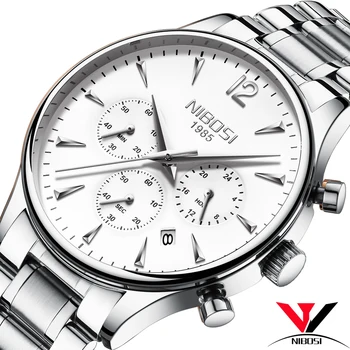 

NIBOSI Mens Watch Top Brand Luxury Waterproof Watch Men Stainless Steel Male Clock Luxury Uhren Herren Quarz Chronographen Saat