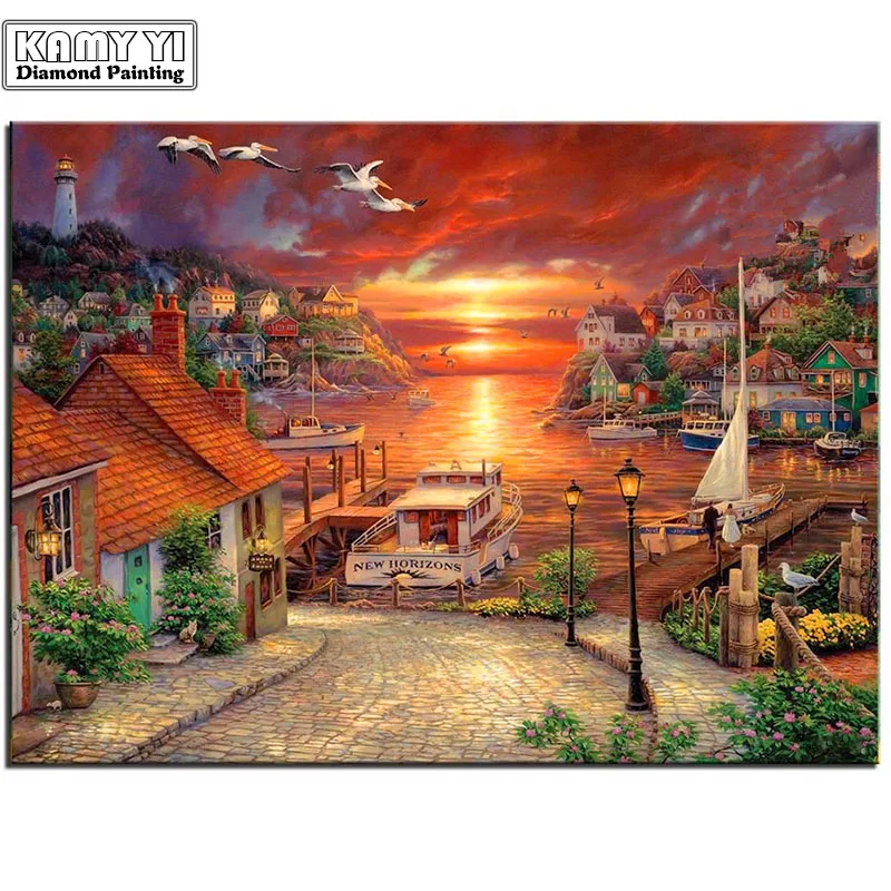 Diy Diamond Painting Landscape 3D Embroidery Escapes Hobbies And Crafts Pictures Of Rhinestones Material For Handmade | Дом и сад