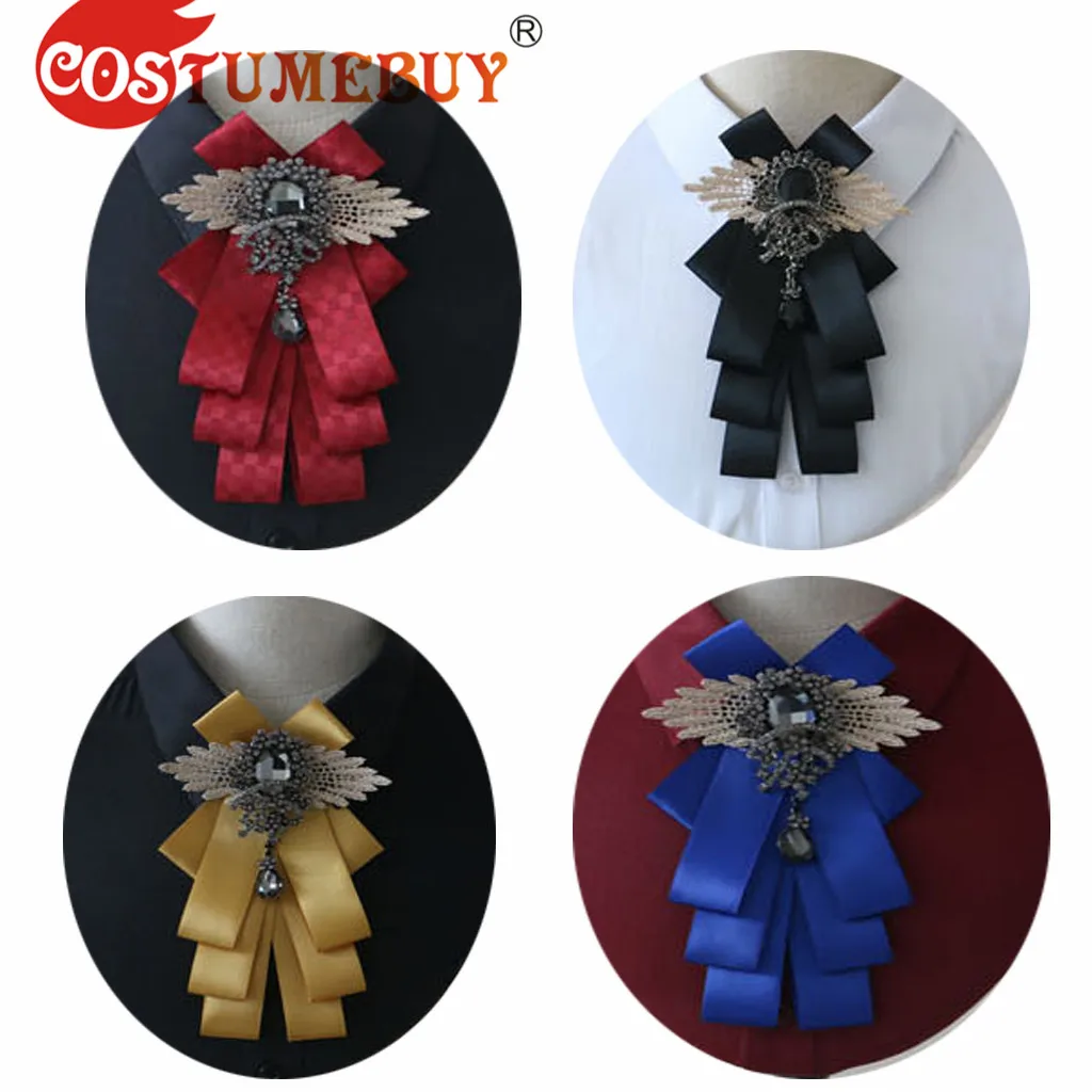 

CostumeBuy Mens Bow Tie Wedding Party Pre Tied Black Rhinestone Crystal Dangle Bow Tie Neck Tie L920