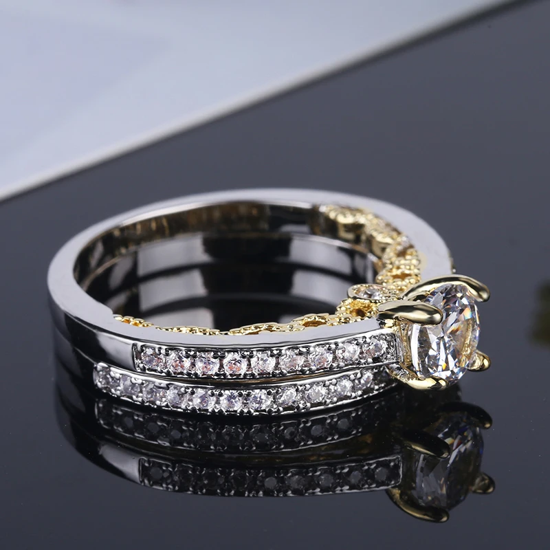 LXOEN Роскошные модные CZ обручальные парные кольца для женщин и мужчин с круглым кристаллом вечерние ювелирные изделия подарок anillos mujer anel