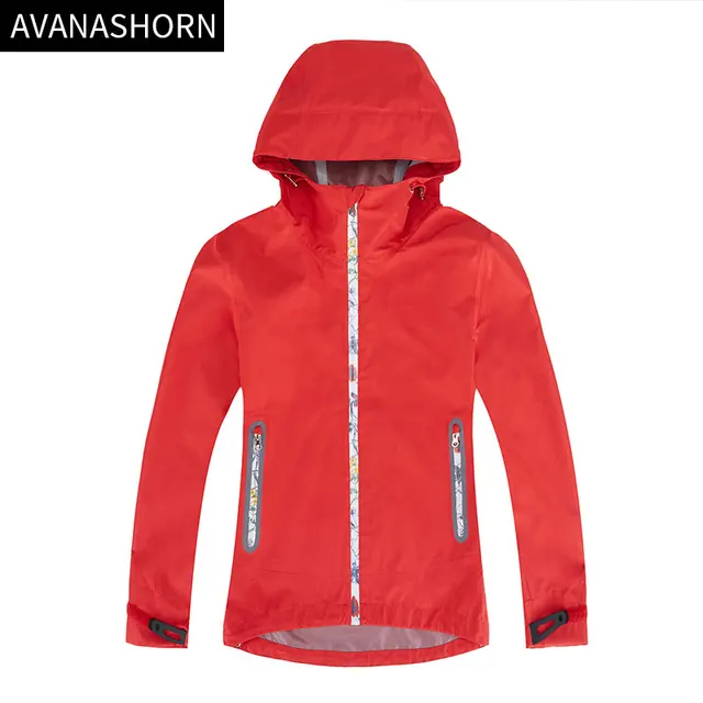 AVANASHORN Women Exercise Jacket Waterproof Training Poncho Thin Breathable Outdooor Sports Coat Rainproof Zipper Red and Blue
