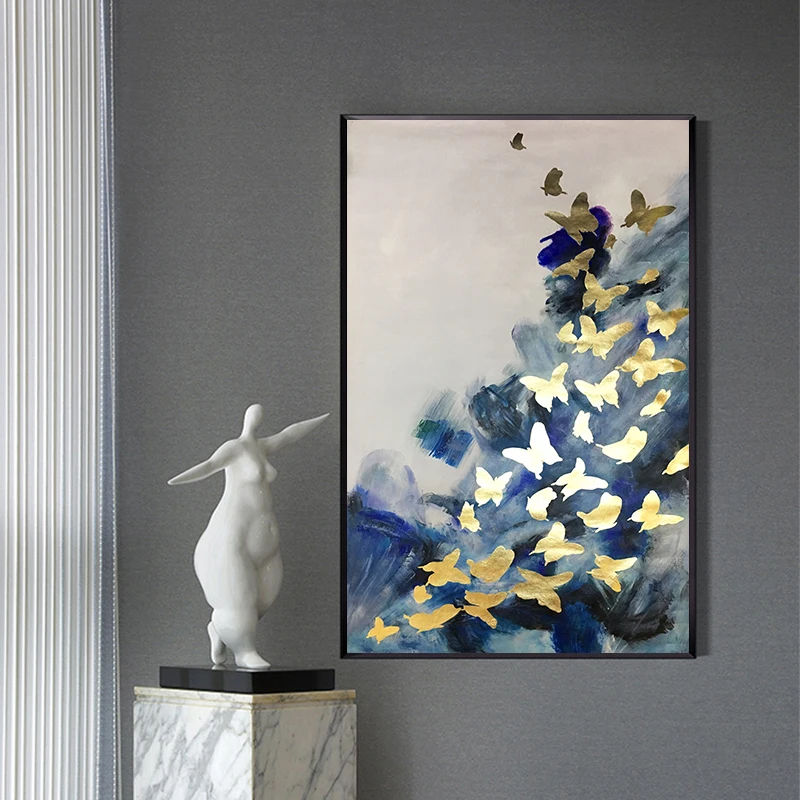 Настенные художественные настенные картины для гостиной золотой лист холст живопись quadro caudro украшение дома картина абстрактная акриловая текстура