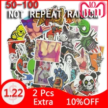 

50-100pcs Cool Random Sticker wallpaper Decal Motorcycle Fridge Skateboard Doodle Funny Stickers for Auto Laptop Trunk