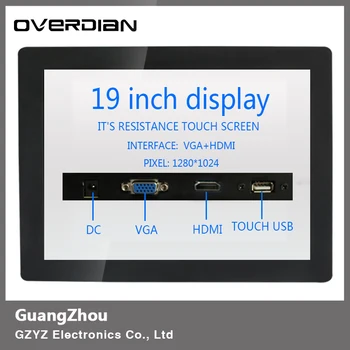 

19inch/19"VGA/Touch USB/HDMI Interface Industrial Control Lcd Resistance Touch Screen Monitor Metal Shell Buckle Fixed 1280*1024
