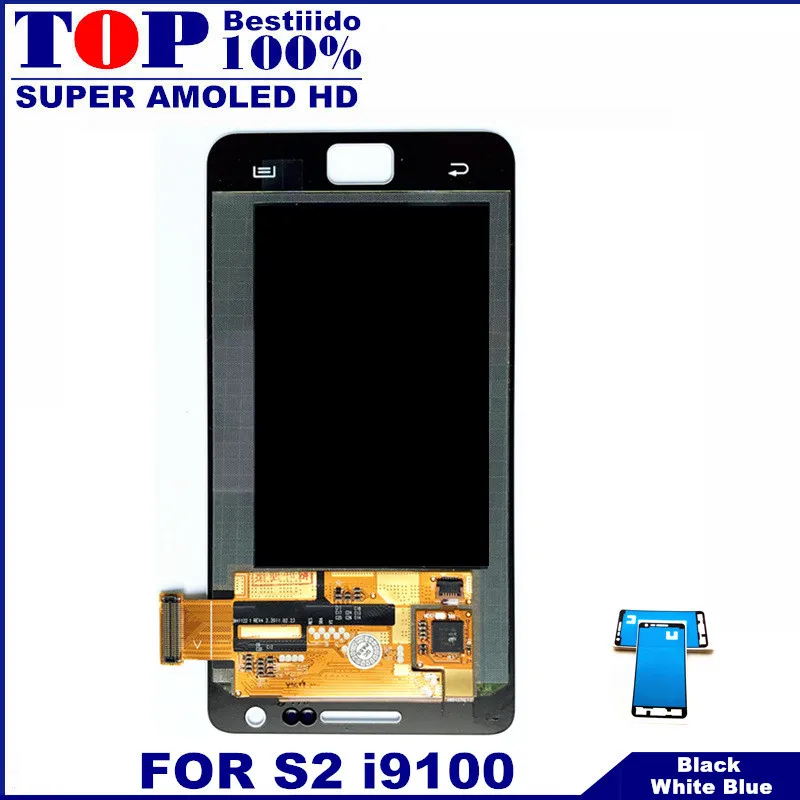 

For Samsung Galaxy SII S2 i9100 Super AMOLED LCD Display Touch Screen LCDs Digitizer Assembly Free Shipping with Free Sticker